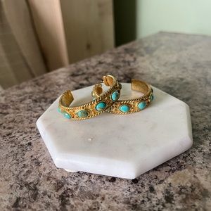 Julie Vos Gold Hoops with Turquoise